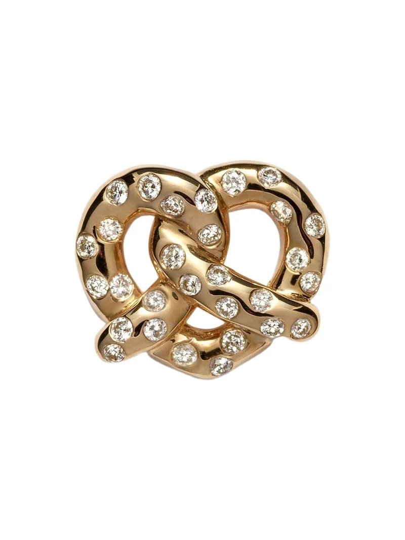 Pretzel 14kt gold single stud earring with diamonds Pretzel 14kt gold single stud earring with diamonds