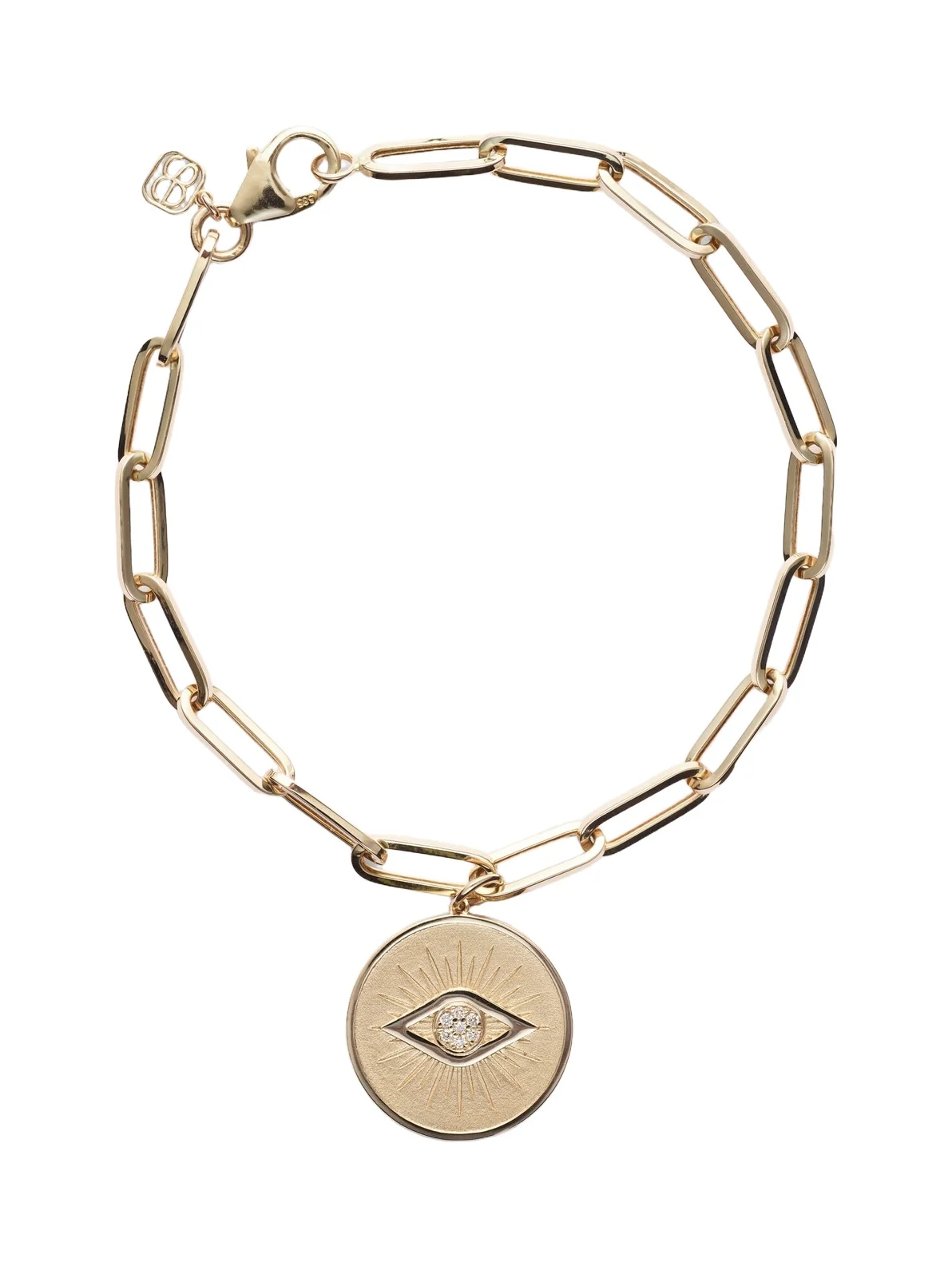 Evil Eye Coin 14kt gold chain bracelet Evil Eye Coin 14kt gold chain bracelet
