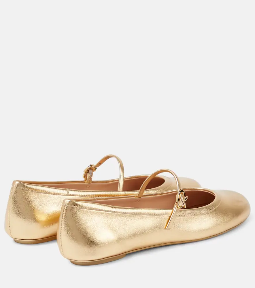 Gianvito Rossi Carla metallic leather ballet flats | Thumbnail 2