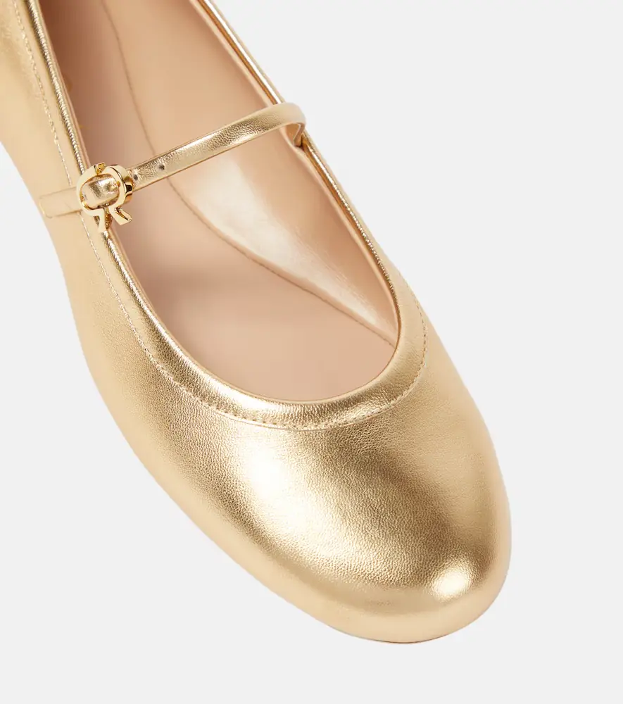 Gianvito Rossi Carla metallic leather ballet flats | Thumbnail 4