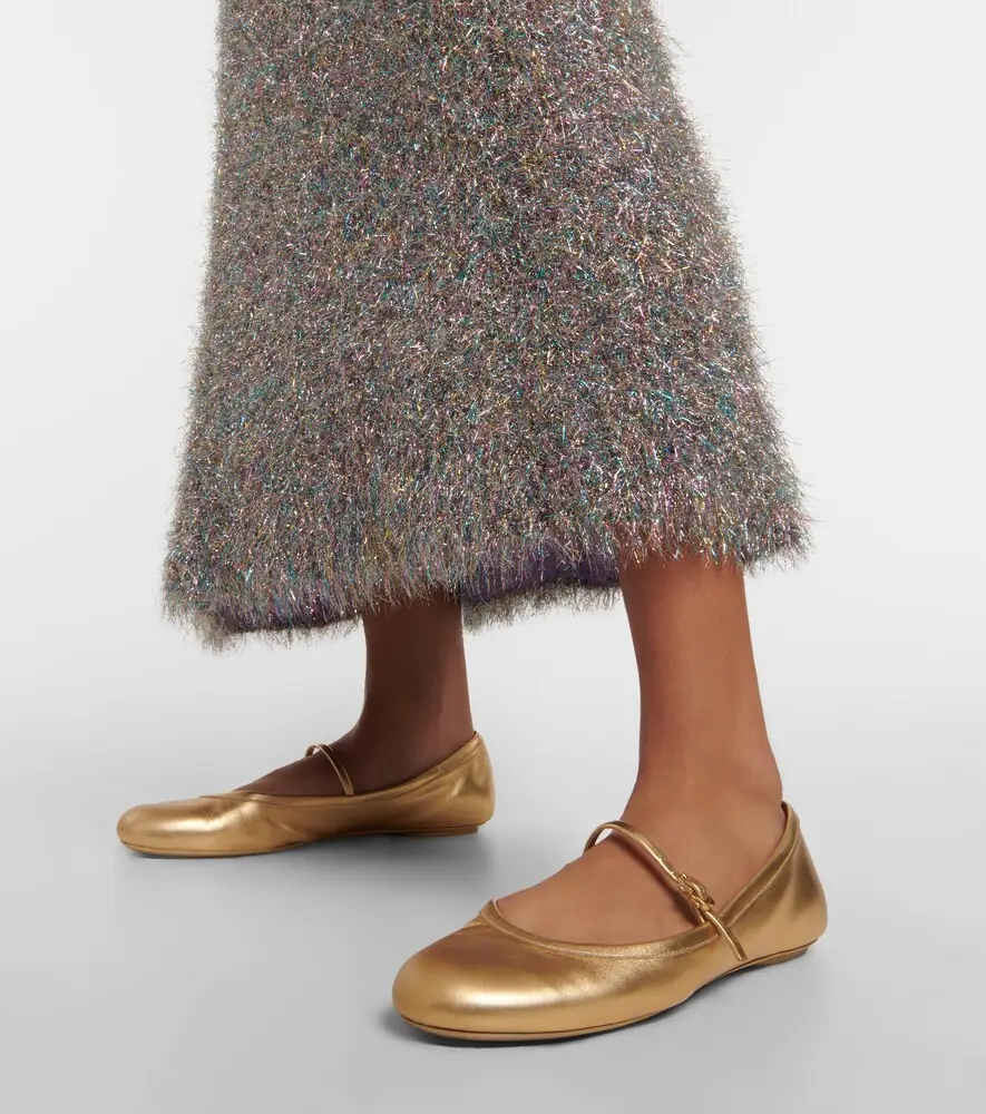Gianvito Rossi Carla metallic leather ballet flats | Thumbnail 6