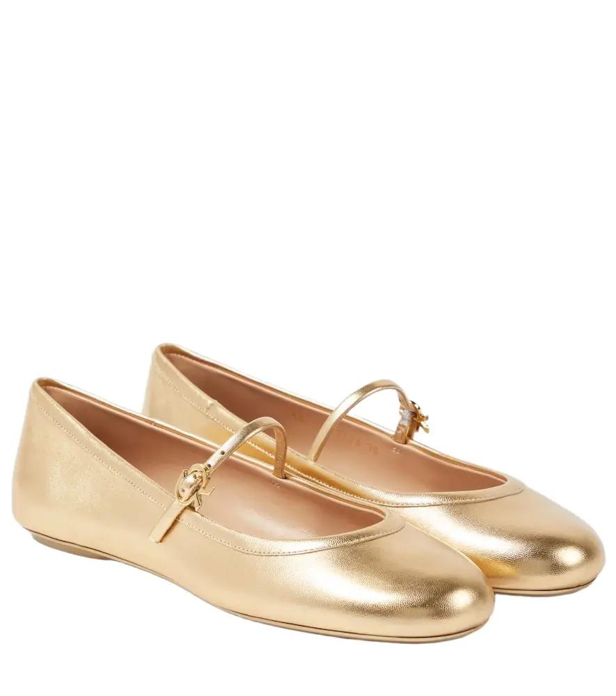 Gianvito Rossi Carla metallic leather ballet flats