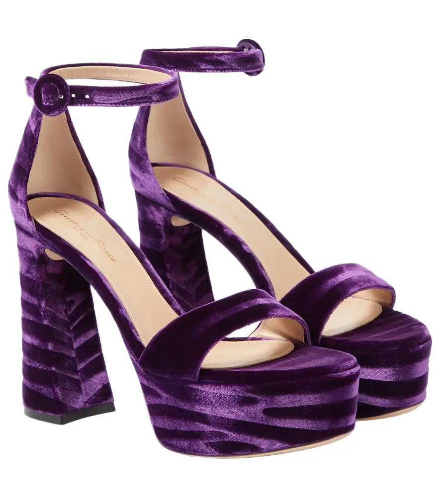 Gianvito Rossi Holly velvet platform sandals | Image 1 Gianvito Rossi Holly velvet platform sandals | Image 1