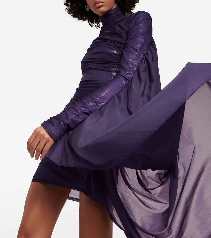 Mugler Asymmetric draped chiffon minidress | Thumbnail 4