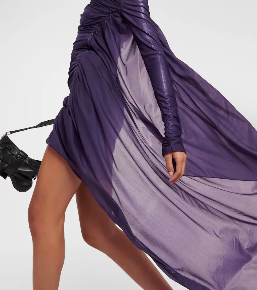 Mugler Asymmetric draped chiffon minidress | Thumbnail 5
