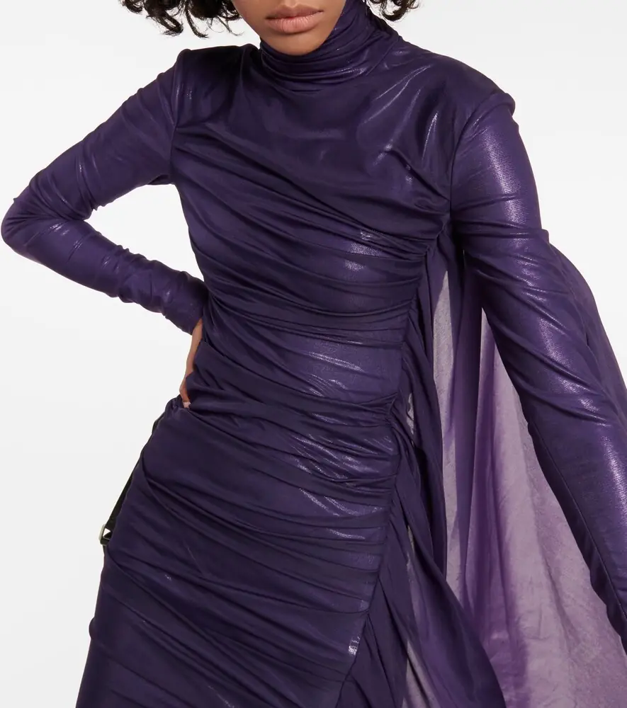 Mugler Asymmetric draped chiffon minidress | Thumbnail 6