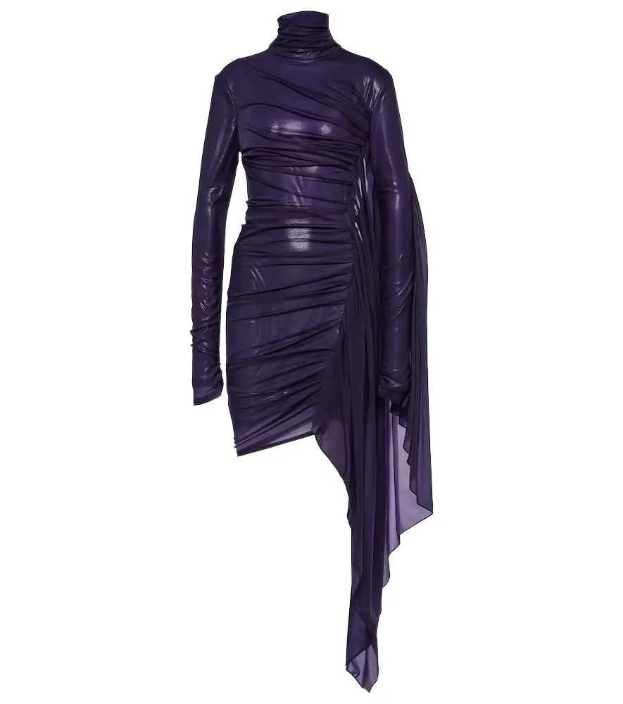 Mugler Asymmetric draped chiffon minidress | Image 1 Mugler Asymmetric draped chiffon minidress | Image 1