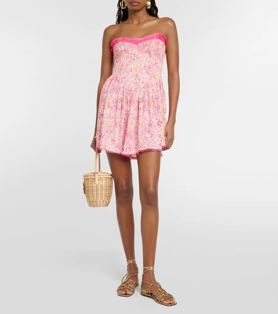 Poupette St Barth Claire floral strapless minidress | Thumbnail 4