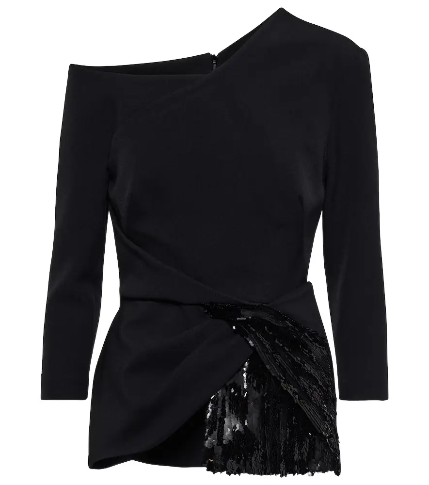 Safiyaa Juah sequined asymmetric crêpe top | Image 1 Safiyaa Juah sequined asymmetric crêpe top | Image 1