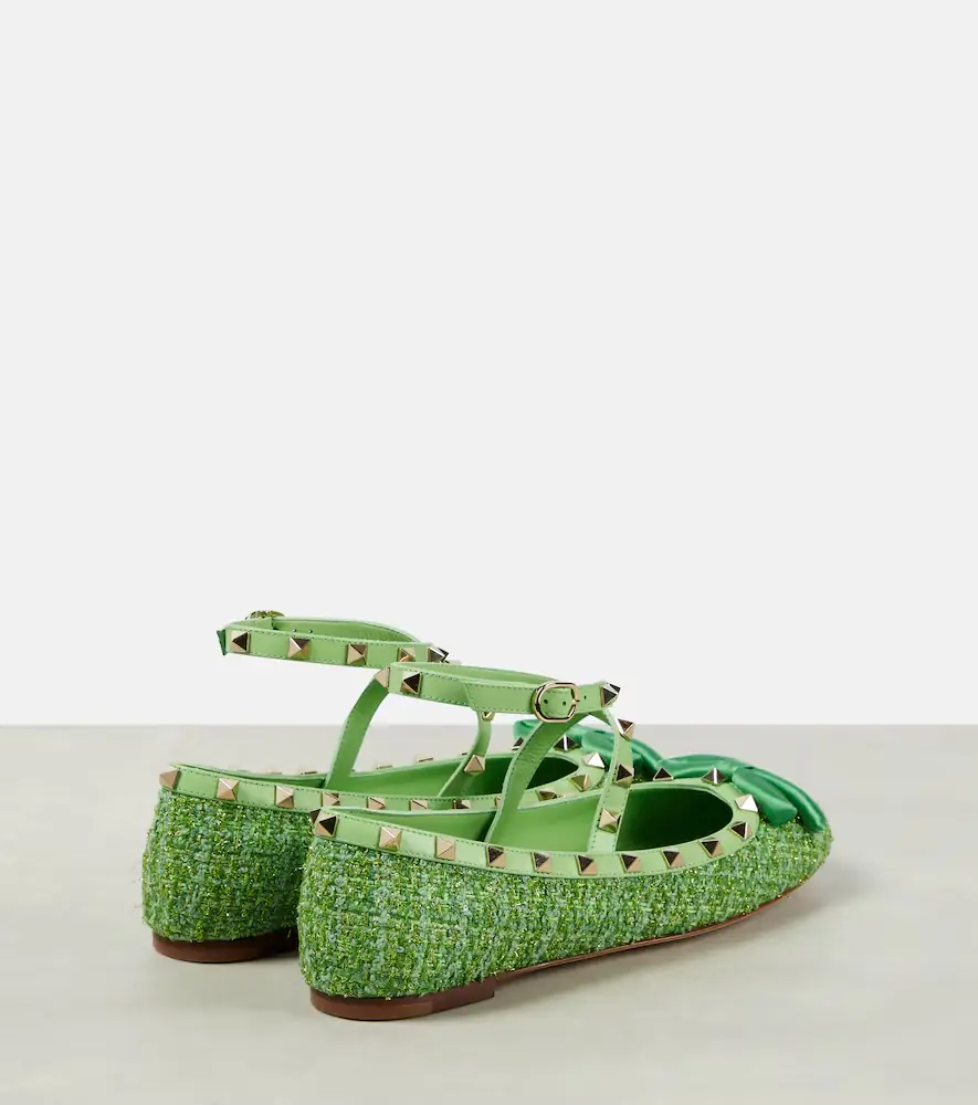 Valentino Garavani Rockstud tweed lamé ballet flats | Thumbnail 3