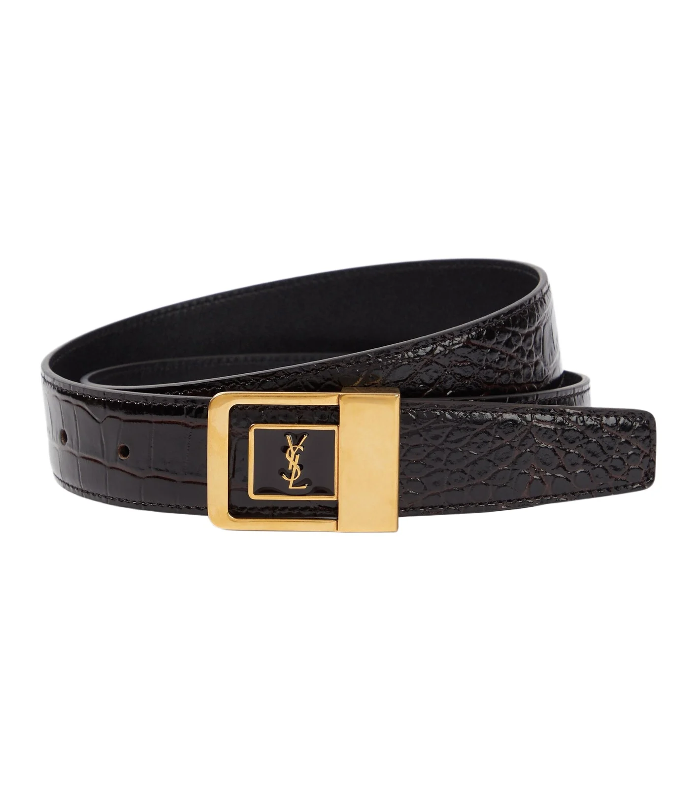 La 66 croc-effect leather belt La 66 croc-effect leather belt