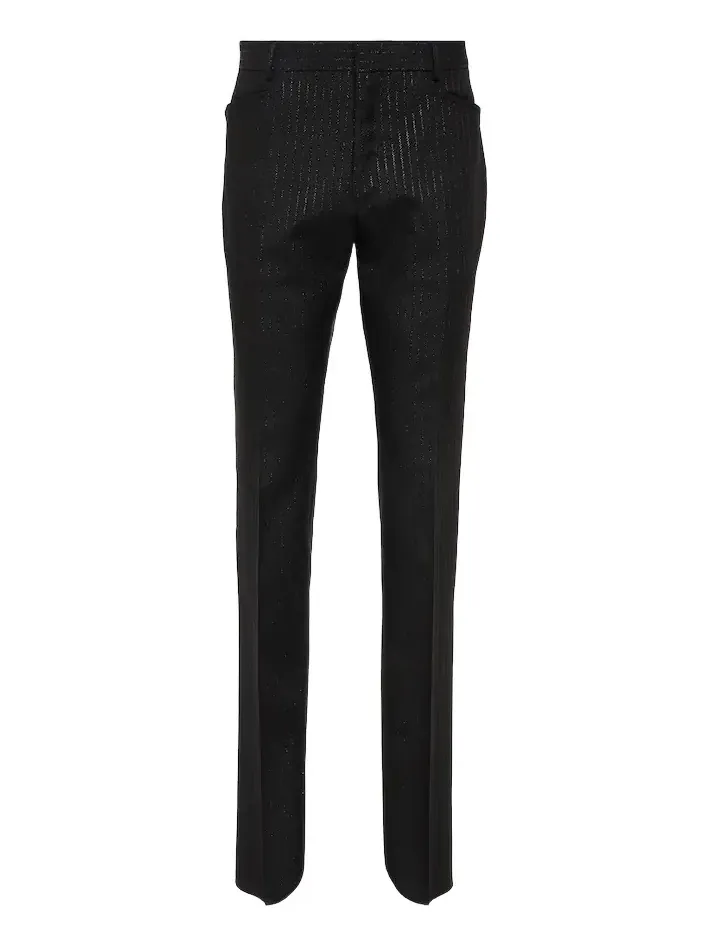 Atticus striped mohair-blend jacquard slim pants Atticus striped mohair-blend jacquard slim pants