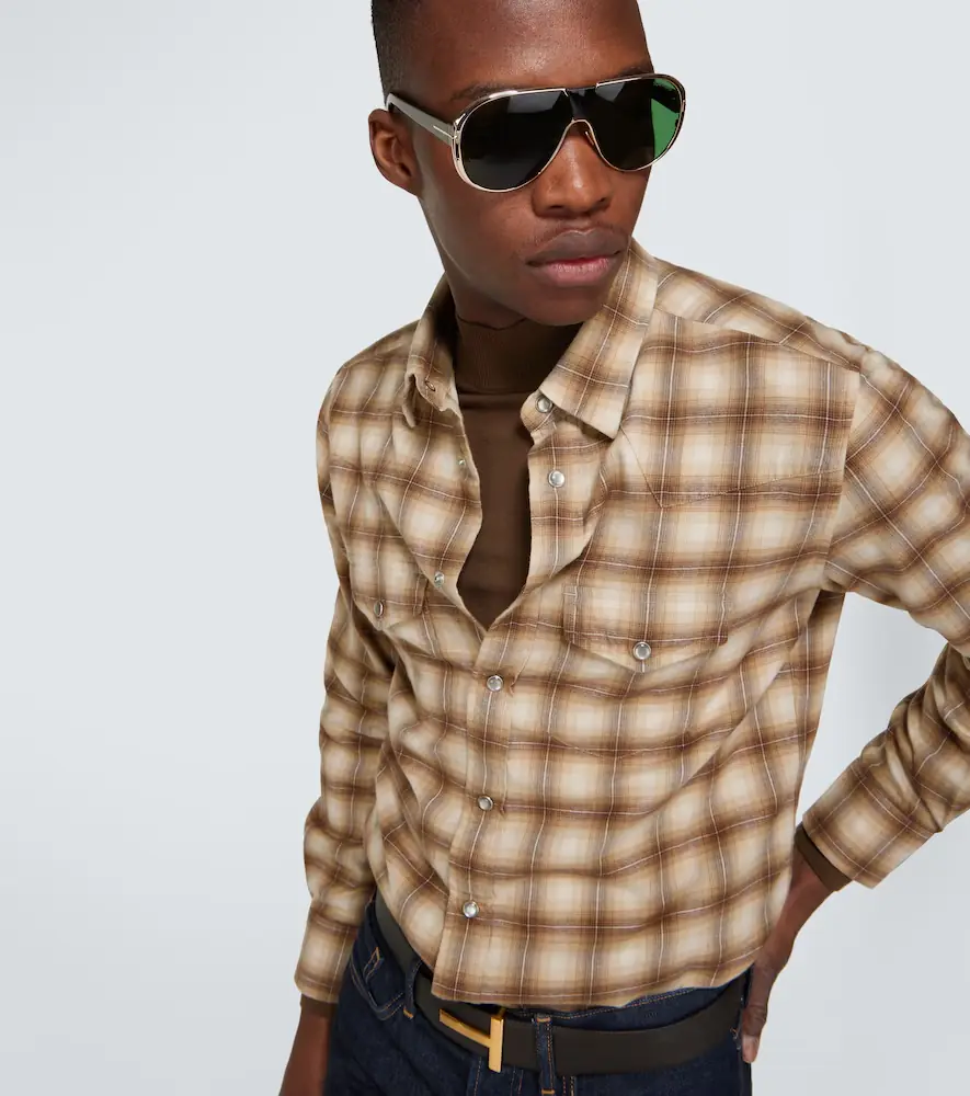 Tom Ford Checked cotton blend Oxford shirt | Thumbnail 3
