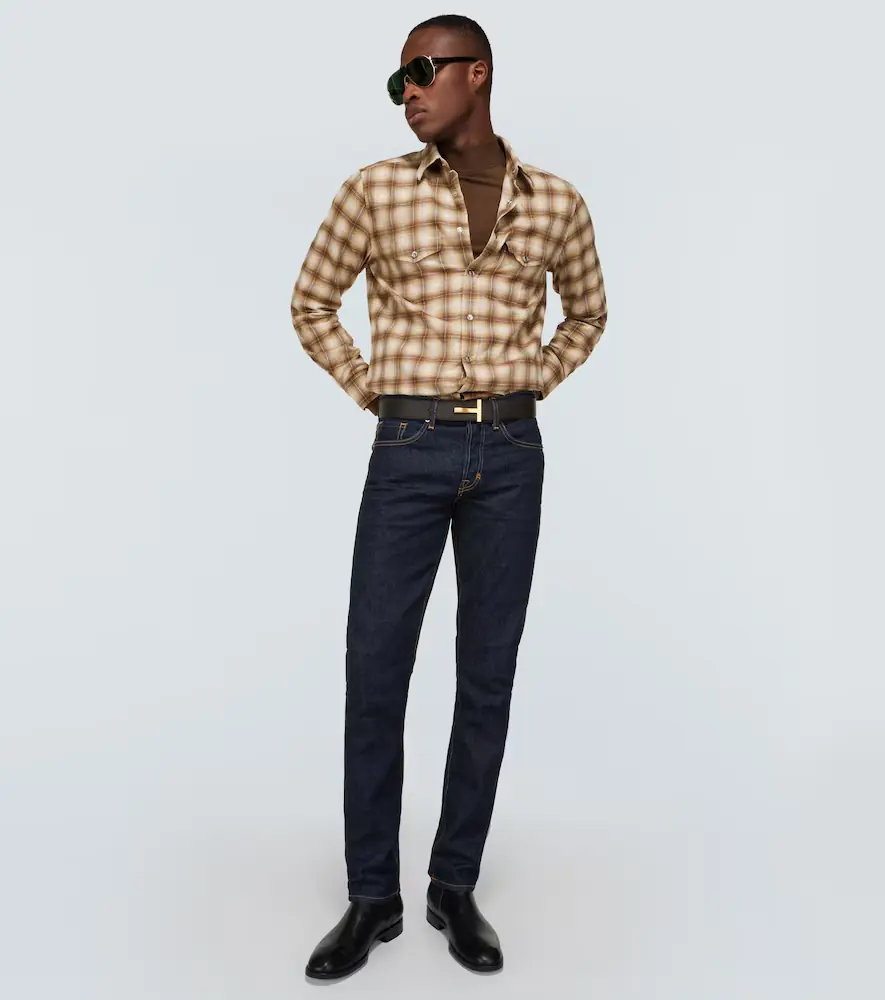 Tom Ford Checked cotton blend Oxford shirt | Thumbnail 4