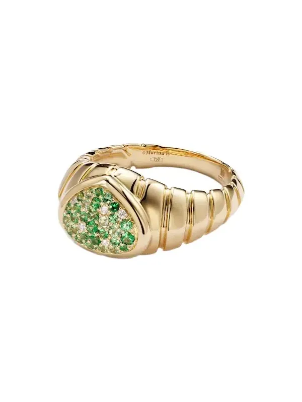 Timo 18kt gold ring with tsavorites and diamonds Timo 18kt gold ring with tsavorites and diamonds