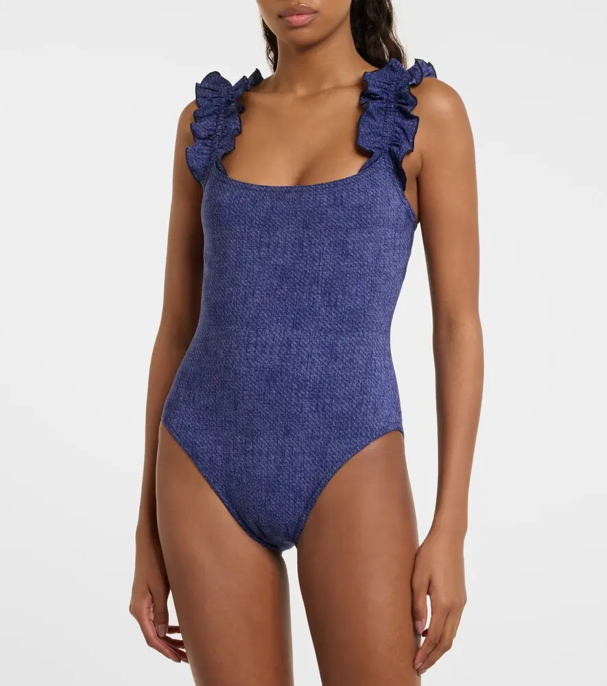 Karla Colletto Nori ruffled denim swimsuit | Thumbnail 2