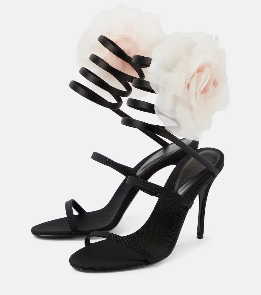 Magda Butrym Floral-appliqué satin sandals | Thumbnail 3 Magda Butrym Floral-appliqué satin sandals | Thumbnail 3