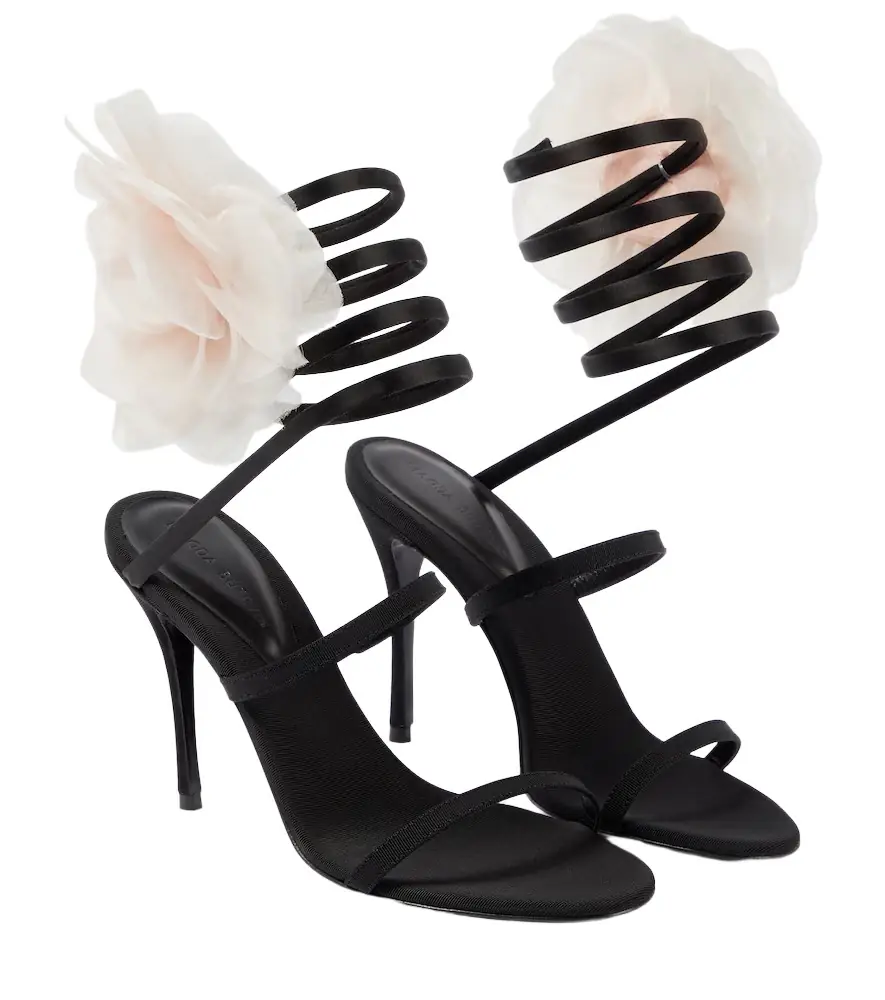 Magda Butrym Floral-appliqué satin sandals