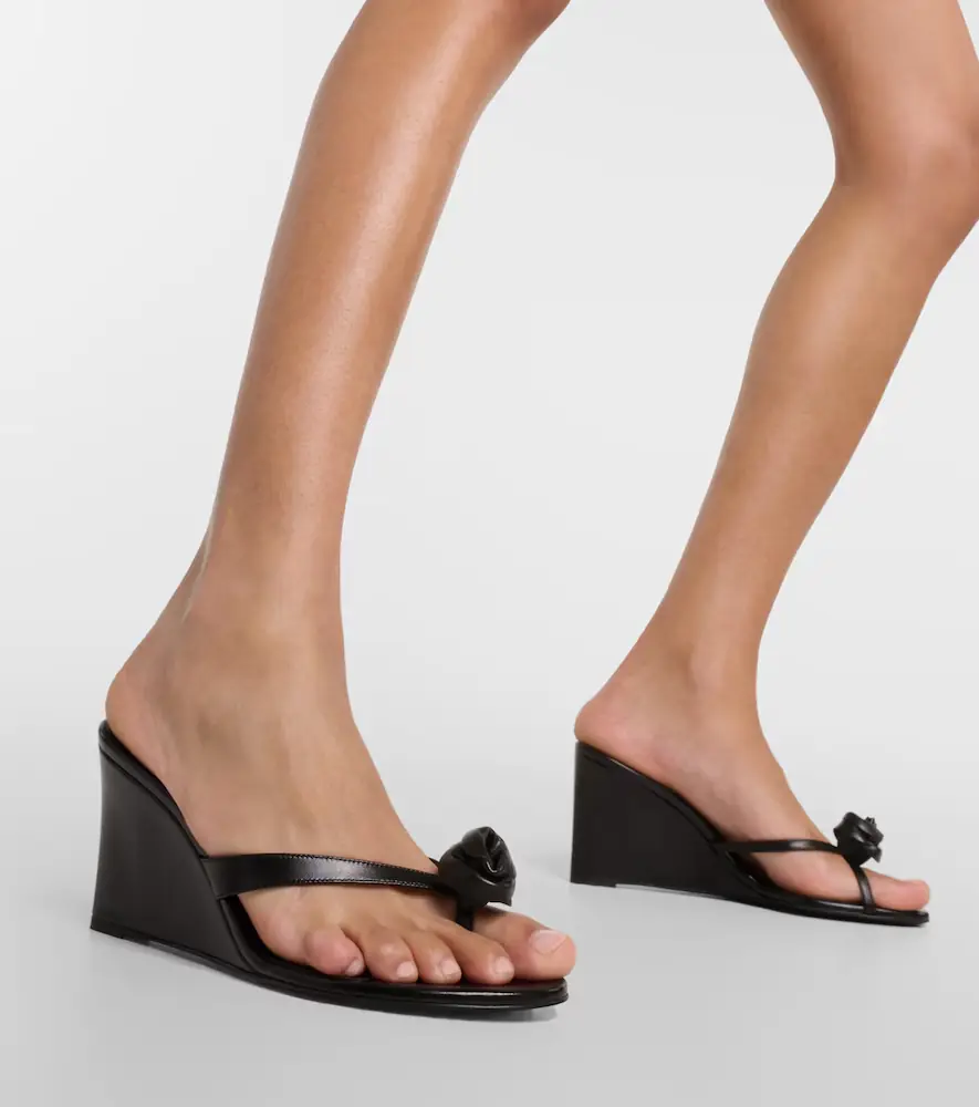 Magda Butrym Floral-appliqué leather wedge mules | Thumbnail 3 Magda Butrym Floral-appliqué leather wedge mules | Thumbnail 3