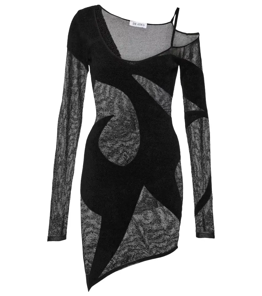 The Attico Asymmetric chiffon minidress
