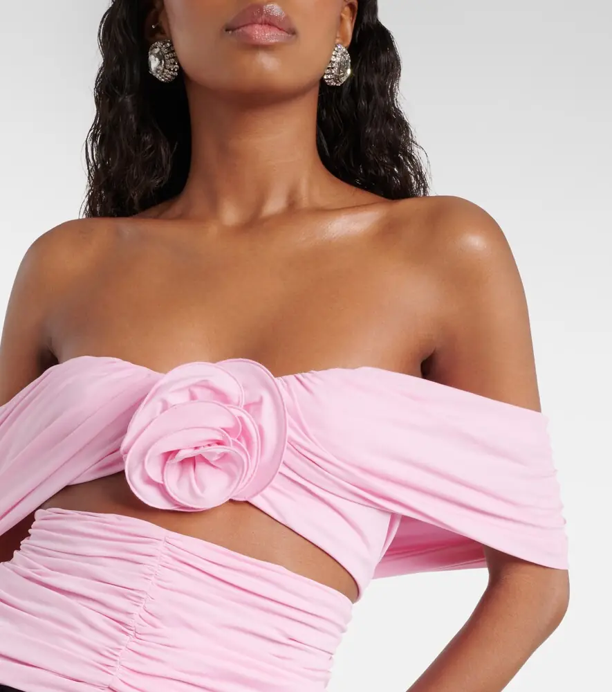 Magda Butrym Floral-appliqué ruched off-shoulder top | Thumbnail 3 Magda Butrym Floral-appliqué ruched off-shoulder top | Thumbnail 3