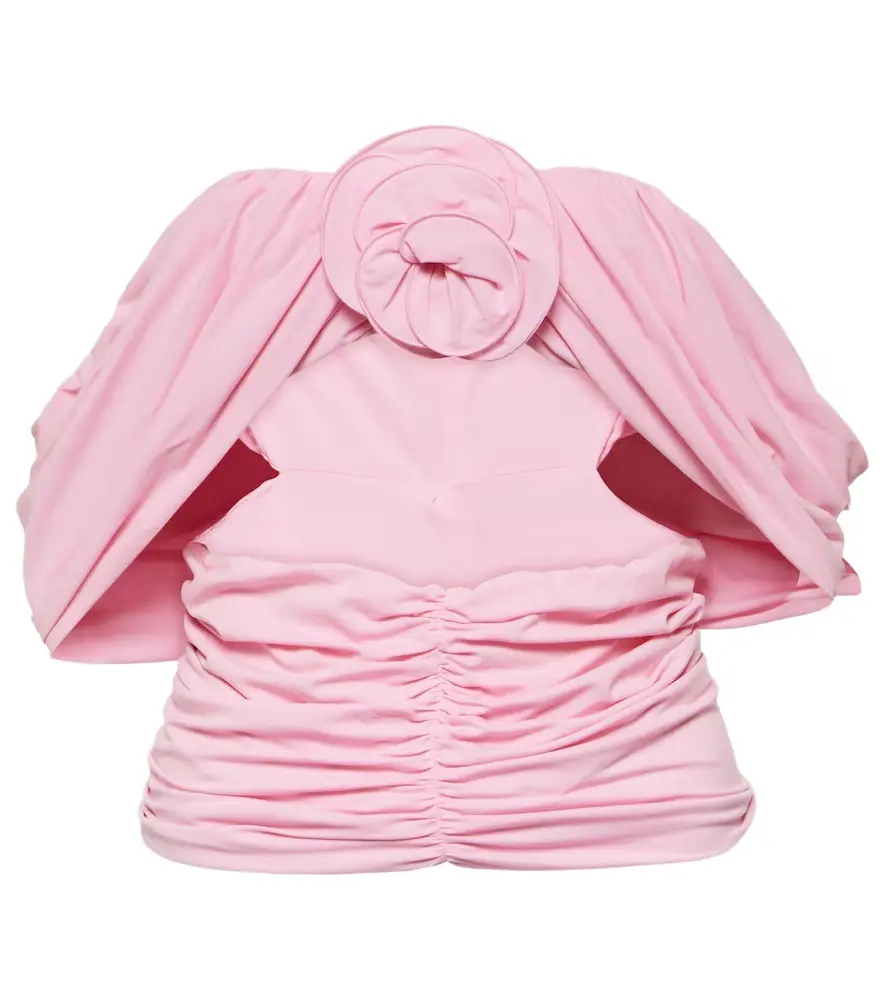 Magda Butrym Floral-appliqué ruched off-shoulder top