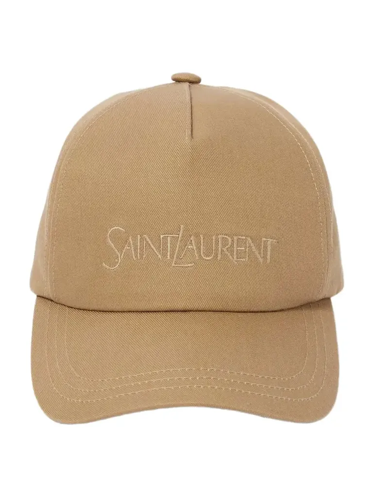 Logo cotton and linen gabardine baseball cap