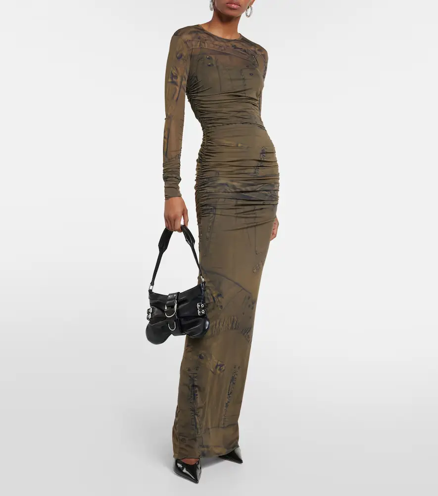 BLUMARINE Printed ruched jersey maxi dress | Thumbnail 4
