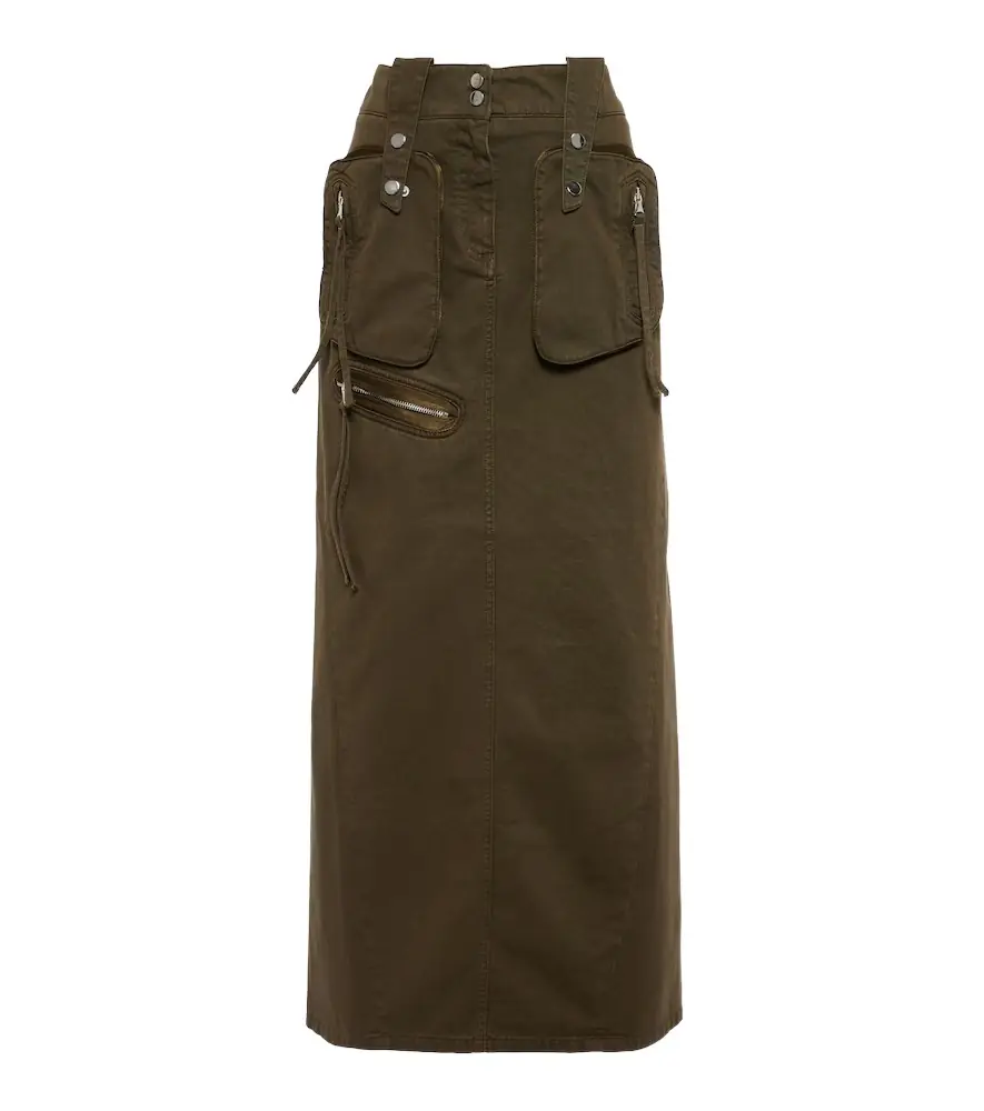 BLUMARINE Denim cargo maxi skirt