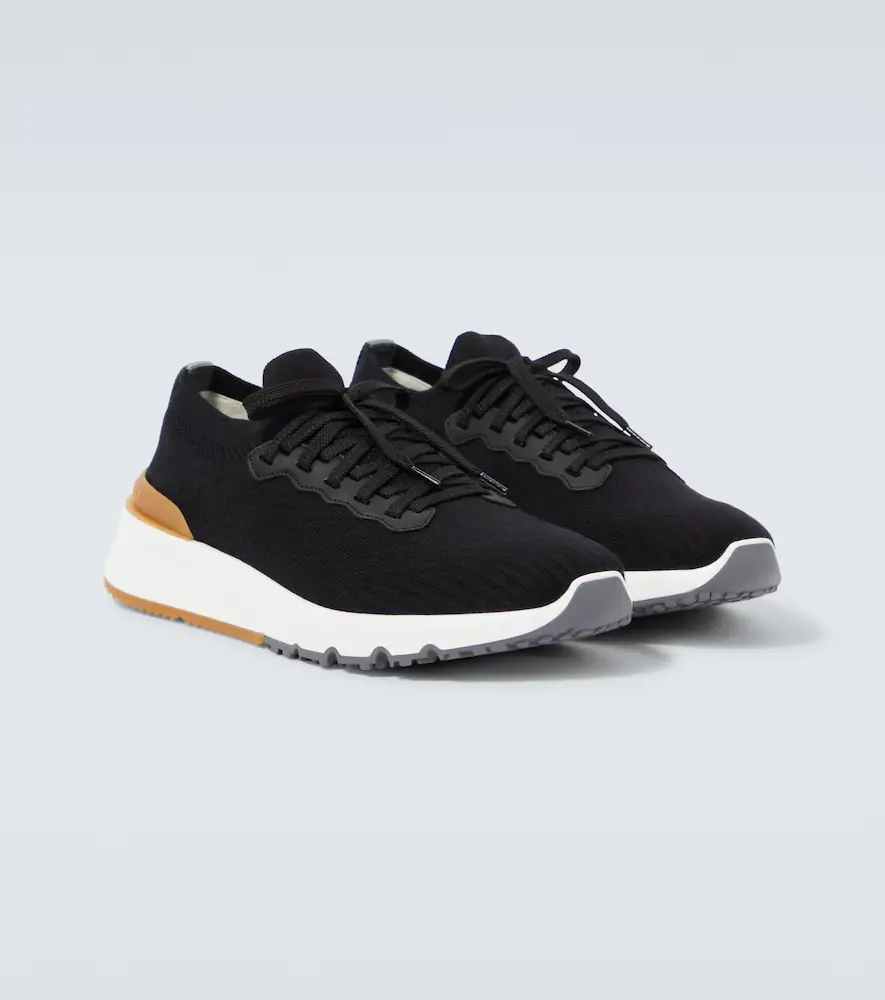 Brunello Cucinelli Leather-trimmed knit sneakers | Thumbnail 5 Brunello Cucinelli Leather-trimmed knit sneakers | Thumbnail 5