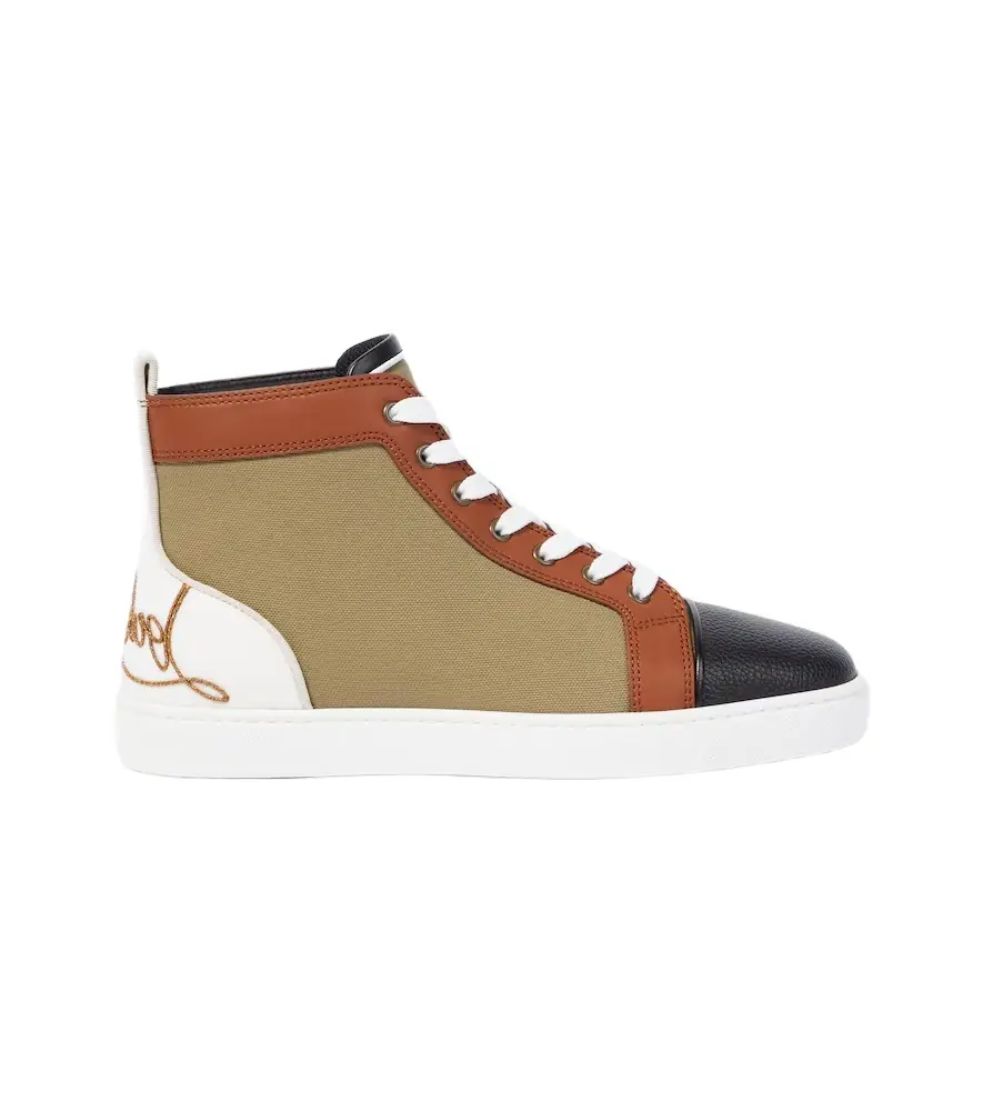 Christian Louboutin Fun Louis leather-trimmed sneakers | Image 1 Christian Louboutin Fun Louis leather-trimmed sneakers | Image 1