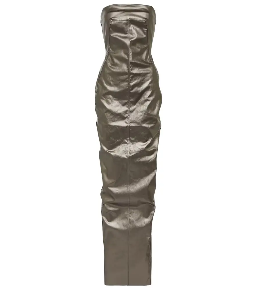 Rick Owens Lido corset coated denim gown