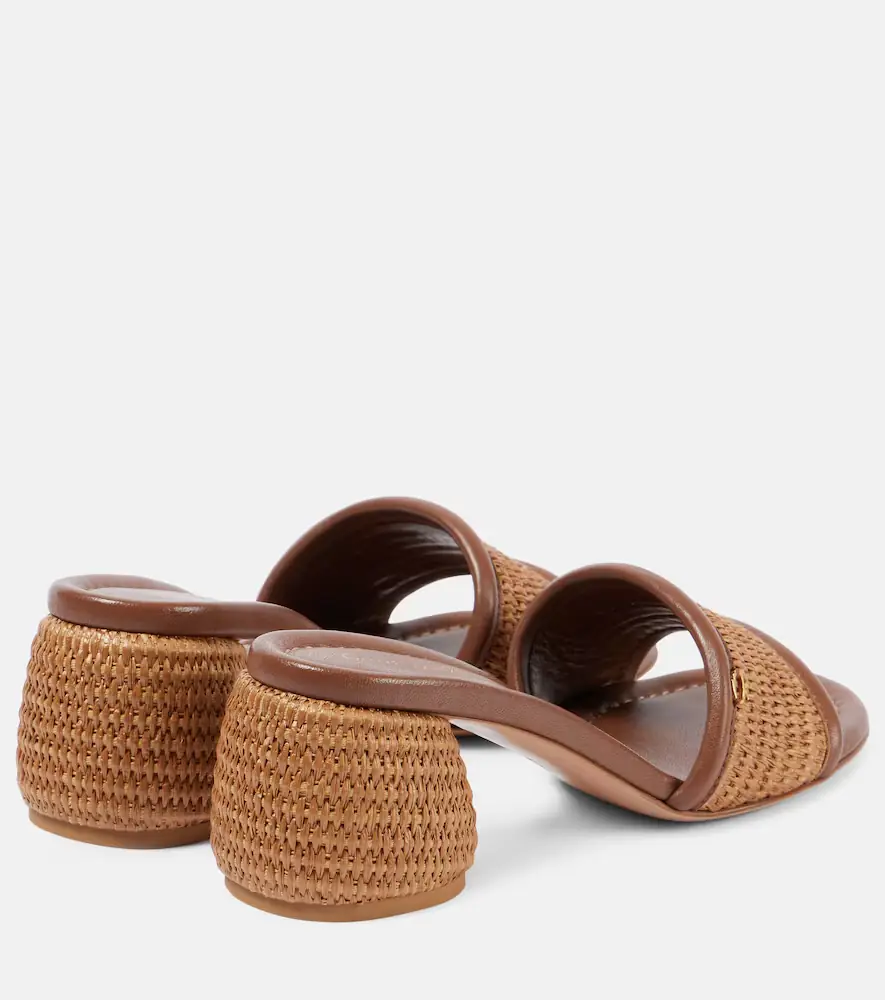 Gianvito Rossi Marbella leather-trimmed raffia mules | Thumbnail 4
