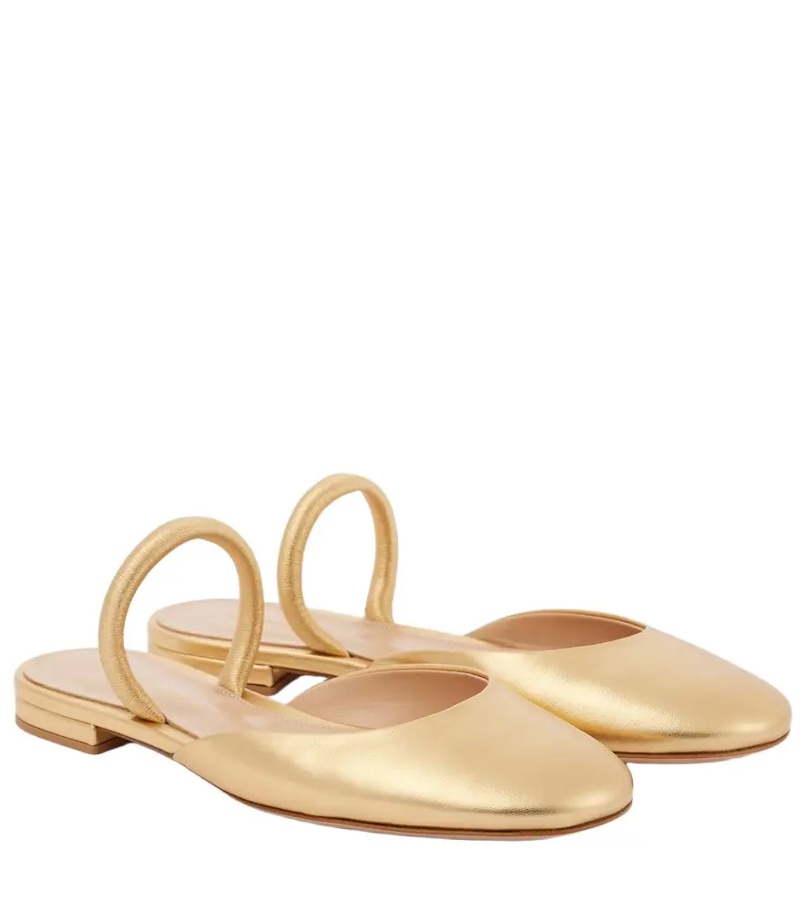 Gianvito Rossi Metallic leather ballet flats