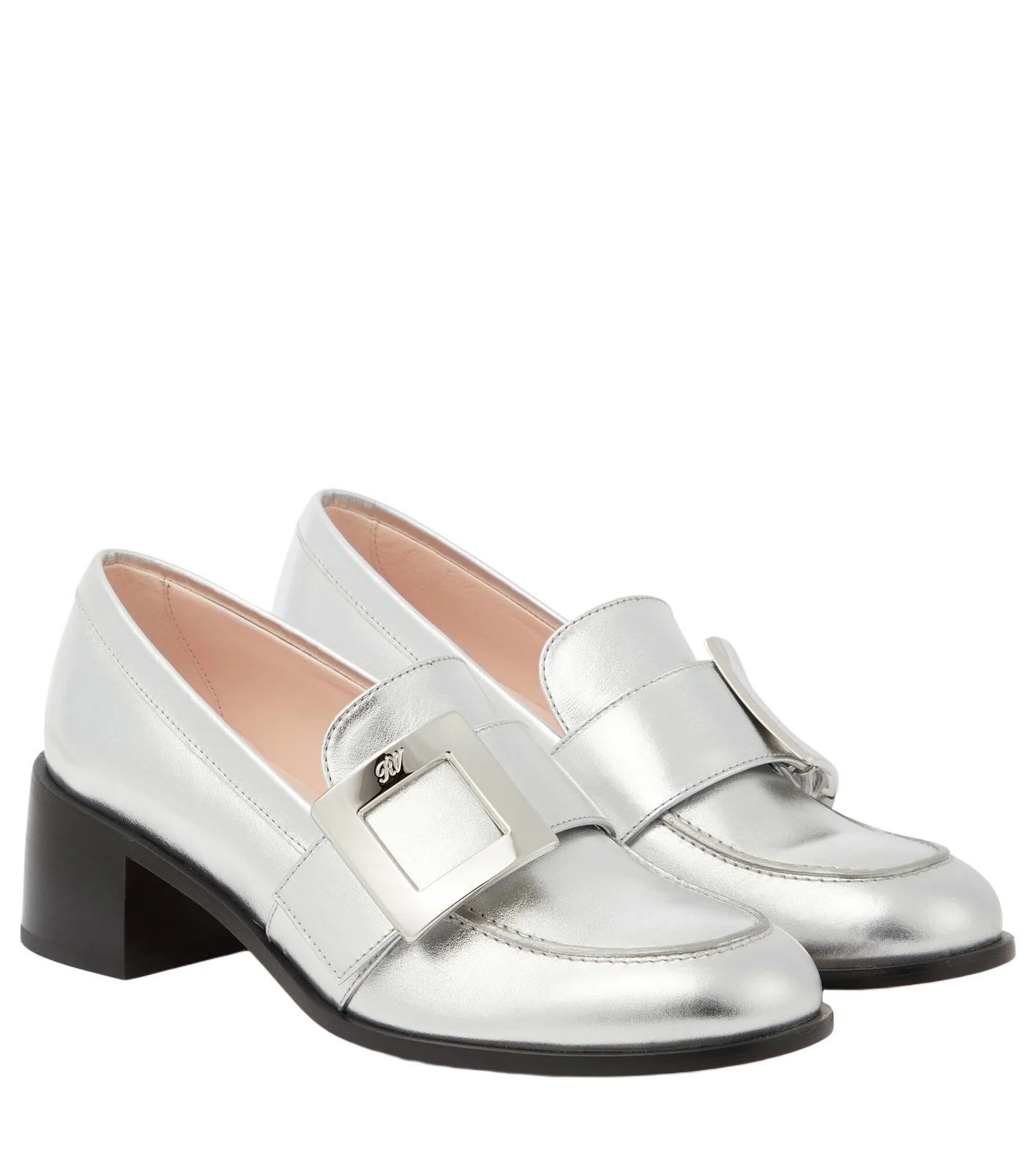 Roger Vivier Viv' Rangers embellished metallic leather loafers