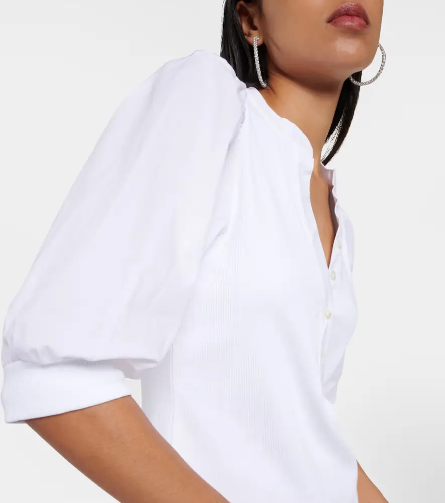 Veronica Beard Coralee puff-sleeve cotton-blend top | Thumbnail 2 Veronica Beard Coralee puff-sleeve cotton-blend top | Thumbnail 2