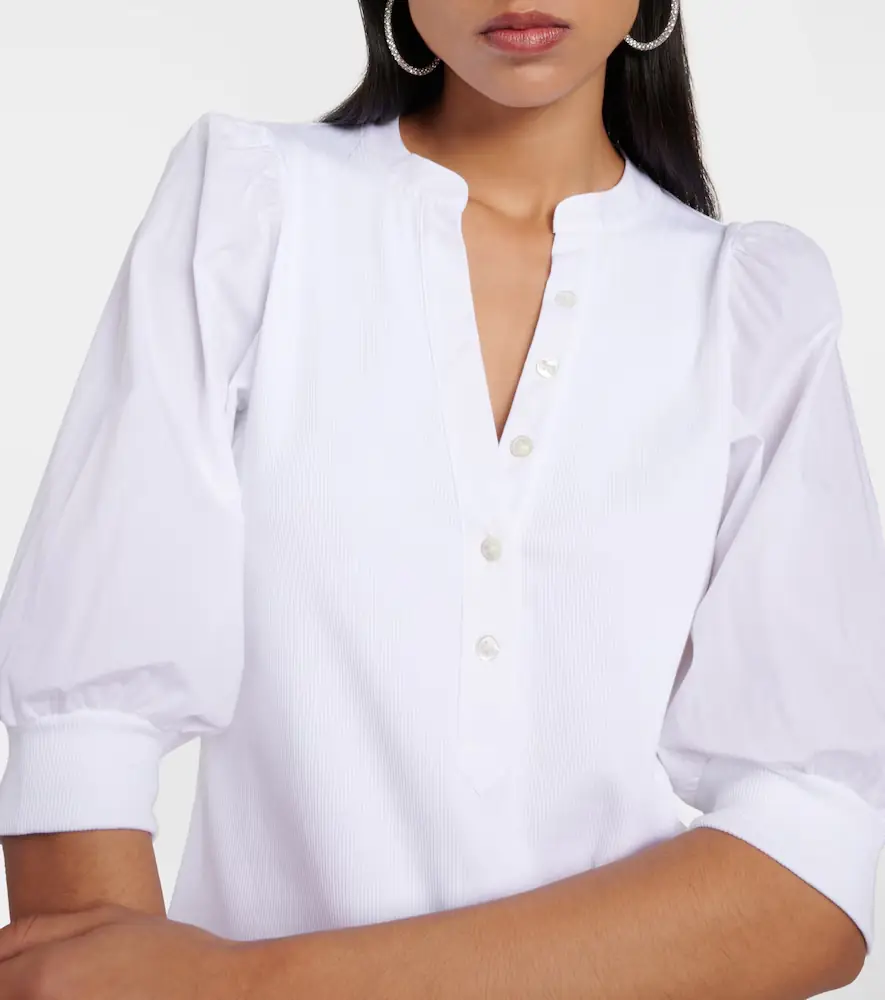 Veronica Beard Coralee puff-sleeve cotton-blend top | Thumbnail 4 Veronica Beard Coralee puff-sleeve cotton-blend top | Thumbnail 4