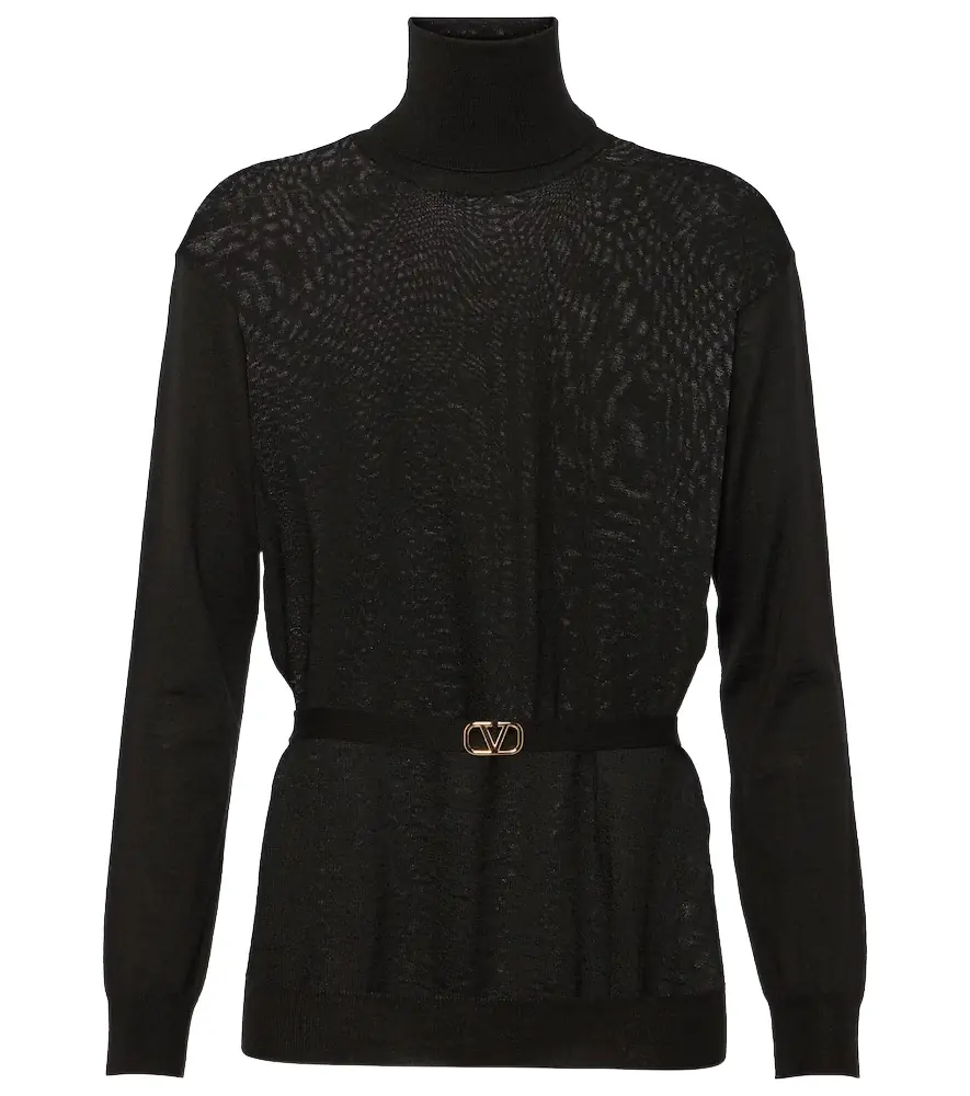 Valentino Garavani Belted virgin wool turtleneck sweater