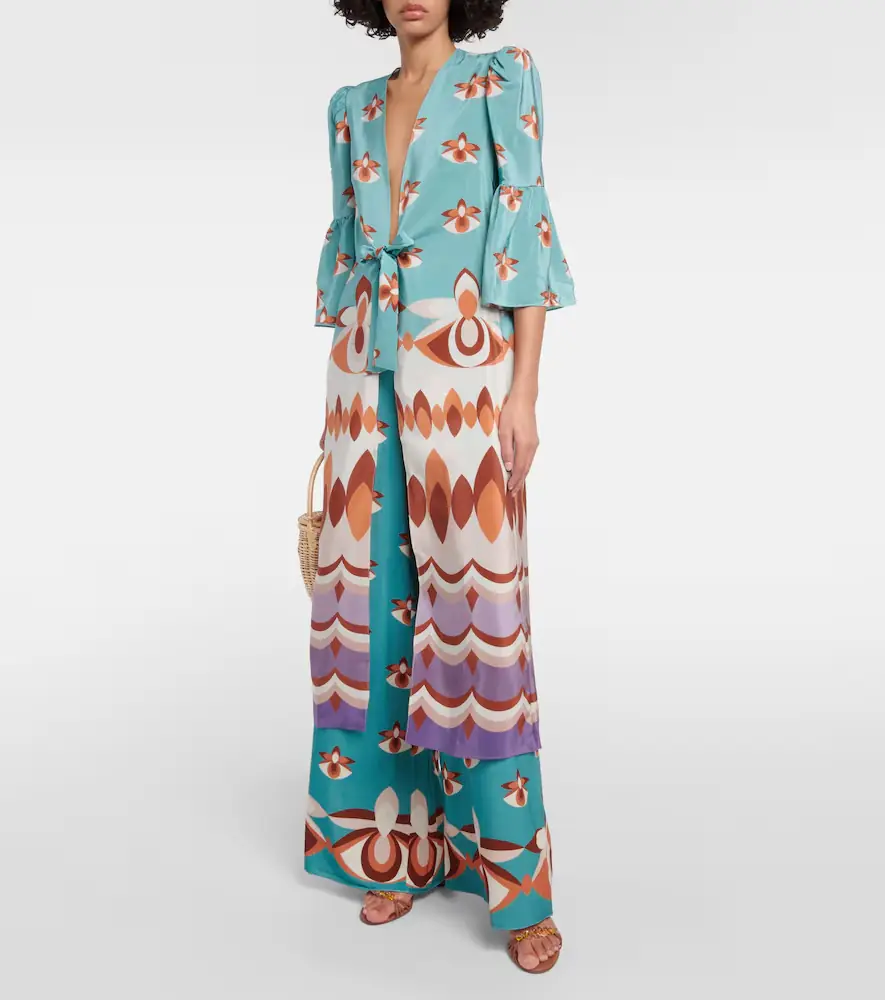 ADRIANA DEGREAS Vintage printed silk maxi dress | Thumbnail 3