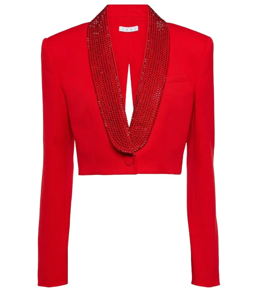 Area Crystal-embellished cropped wool blazer | Image 1 Area Crystal-embellished cropped wool blazer | Image 1