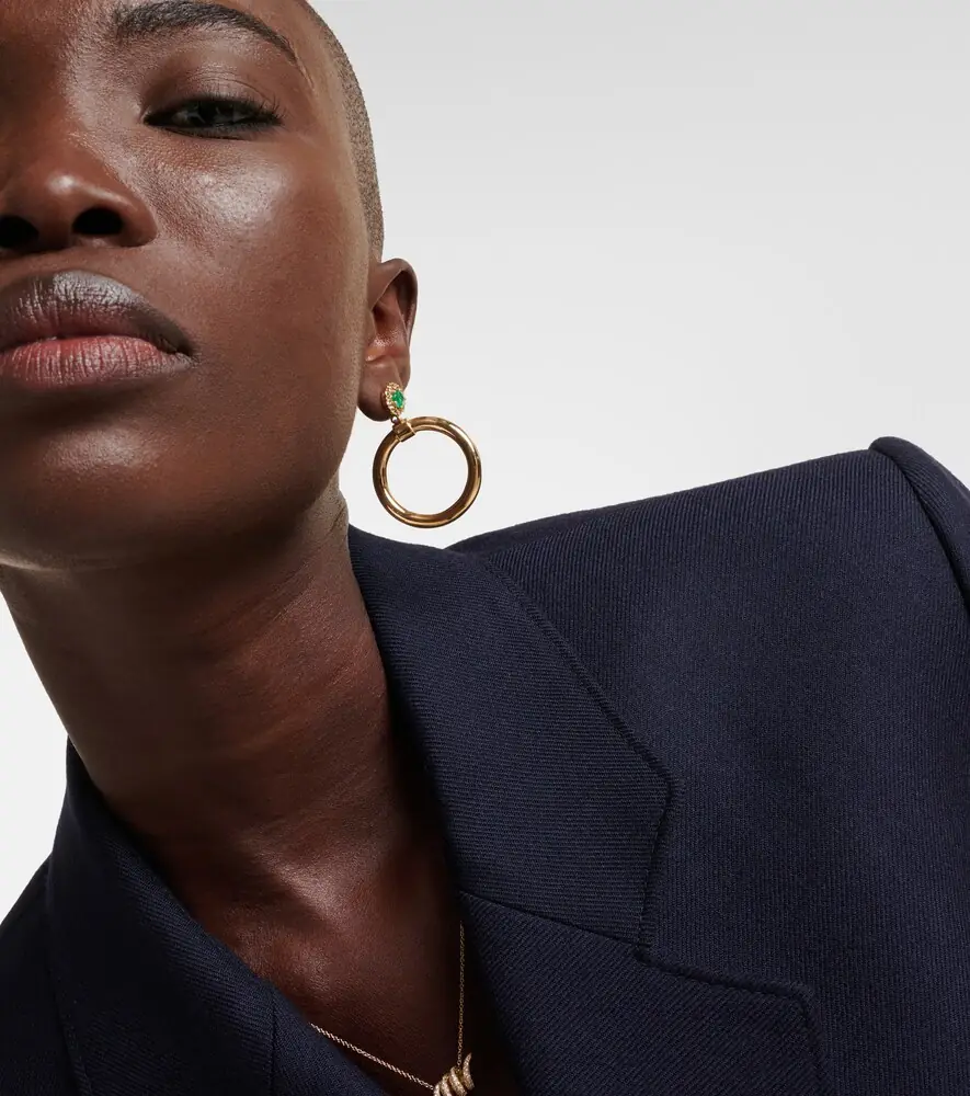 Ileana Makri Endless 18kt gold hoop earrings with emeralds and diamonds | Thumbnail 3