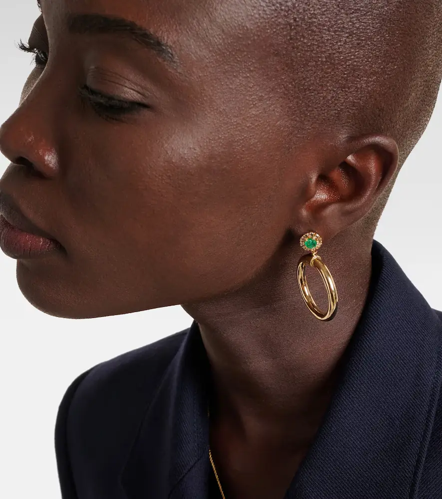Ileana Makri Endless 18kt gold hoop earrings with emeralds and diamonds | Thumbnail 4