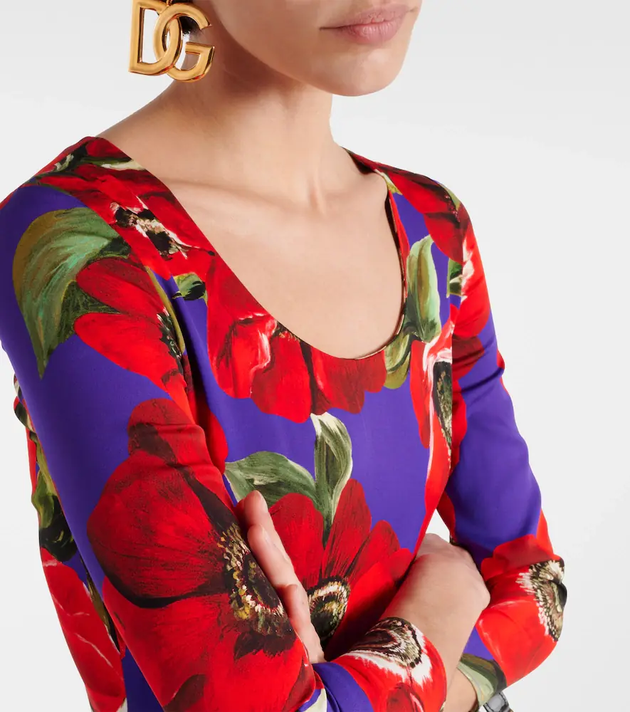 Dolce & Gabbana Floral silk-blend midi dress | Thumbnail 4