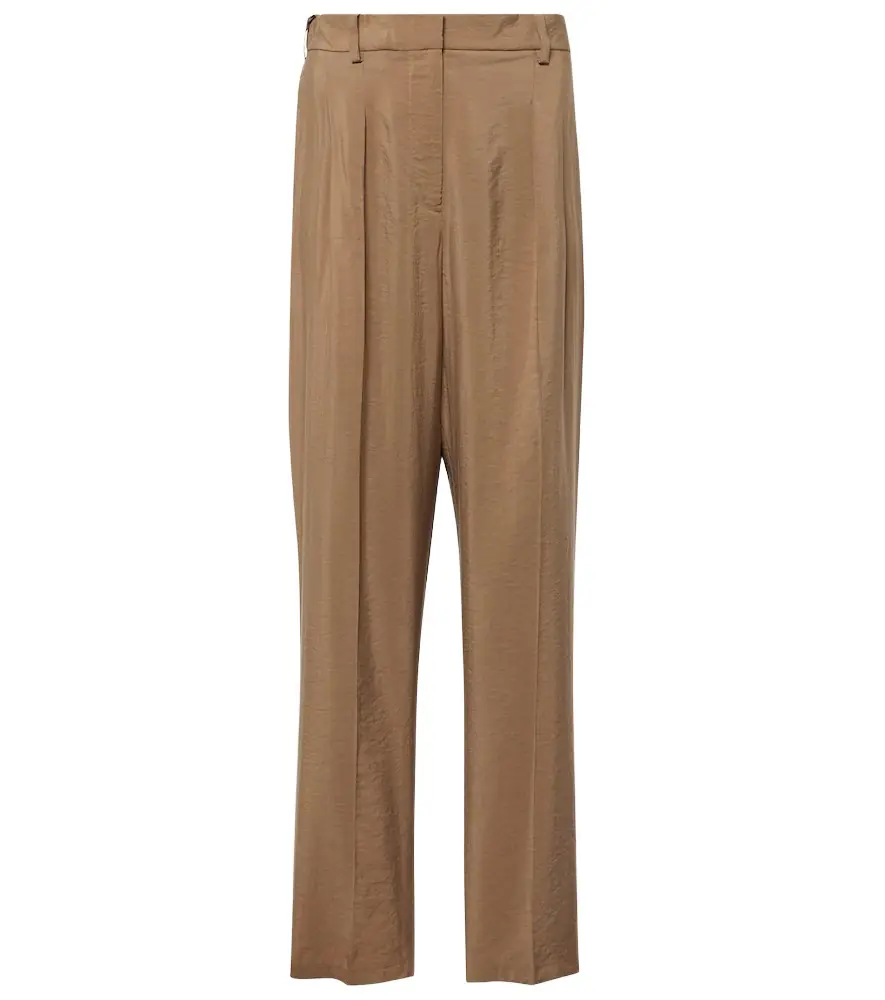 Joseph Pleated silk-blend twill straight pants | Image 1 Joseph Pleated silk-blend twill straight pants | Image 1