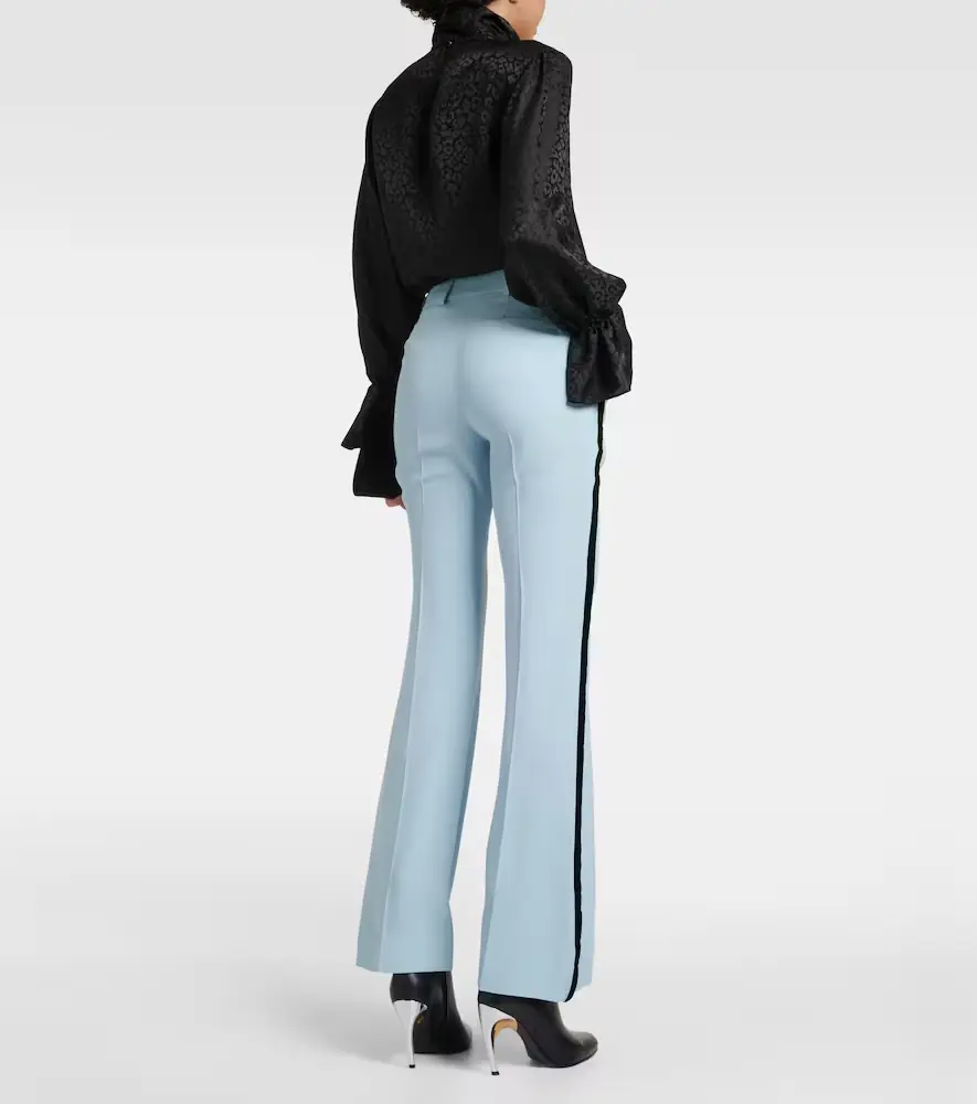 Nina Ricci Velvet-trimmed cady flared pants | Thumbnail 2