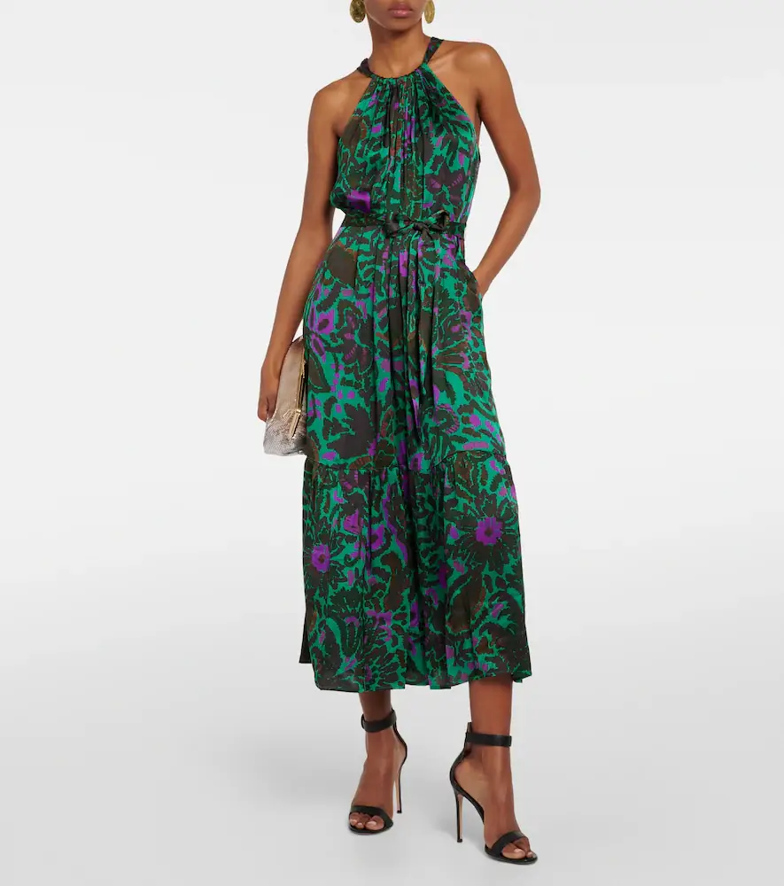 Velvet Kareese printed satin midi dress | Thumbnail 4