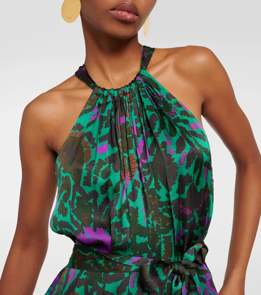 Velvet Kareese printed satin midi dress | Thumbnail 5