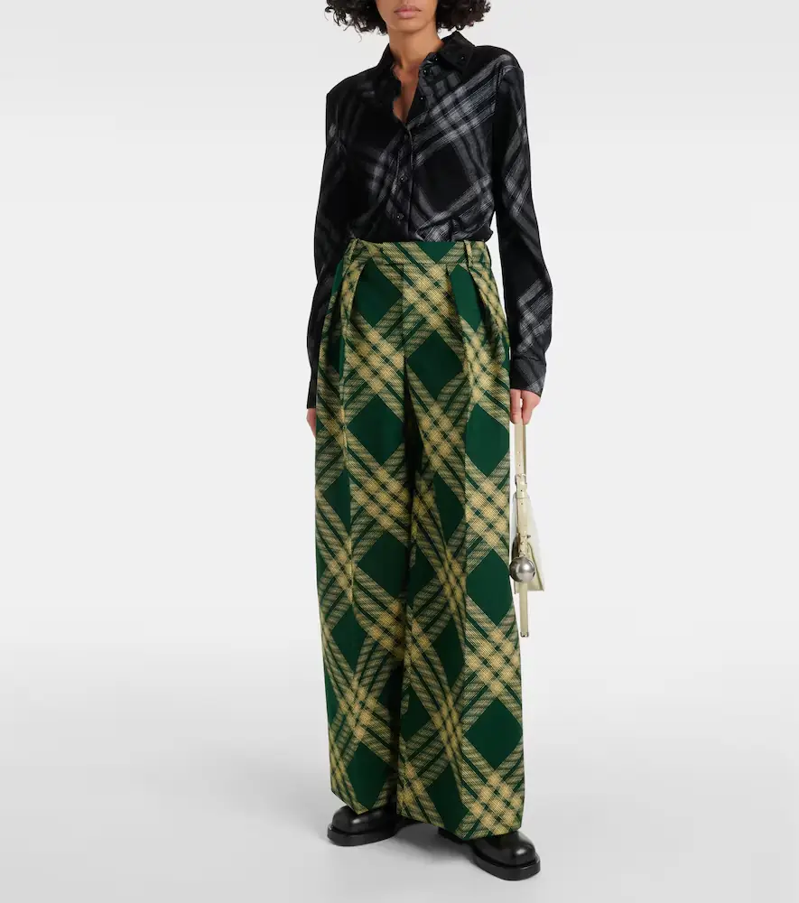 Burberry Checked wool twill wide-leg pants | Thumbnail 3 Burberry Checked wool twill wide-leg pants | Thumbnail 3