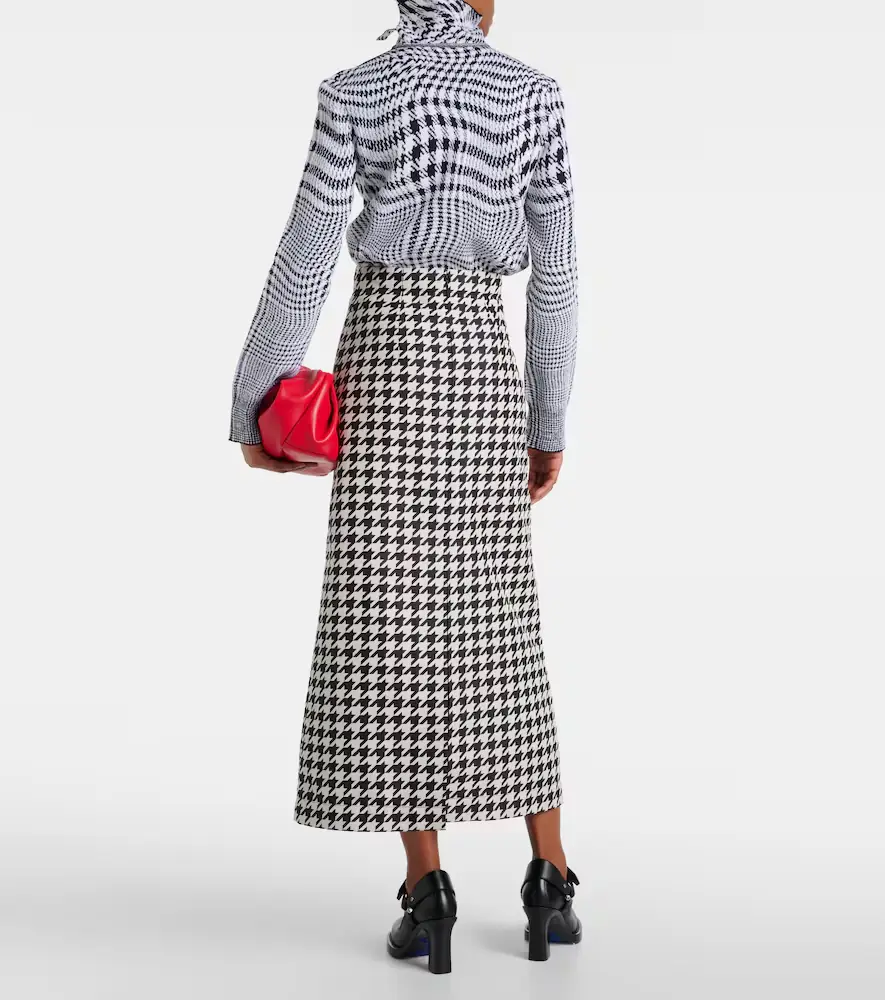 Burberry Houndstooth twill maxi skirt | Thumbnail 3