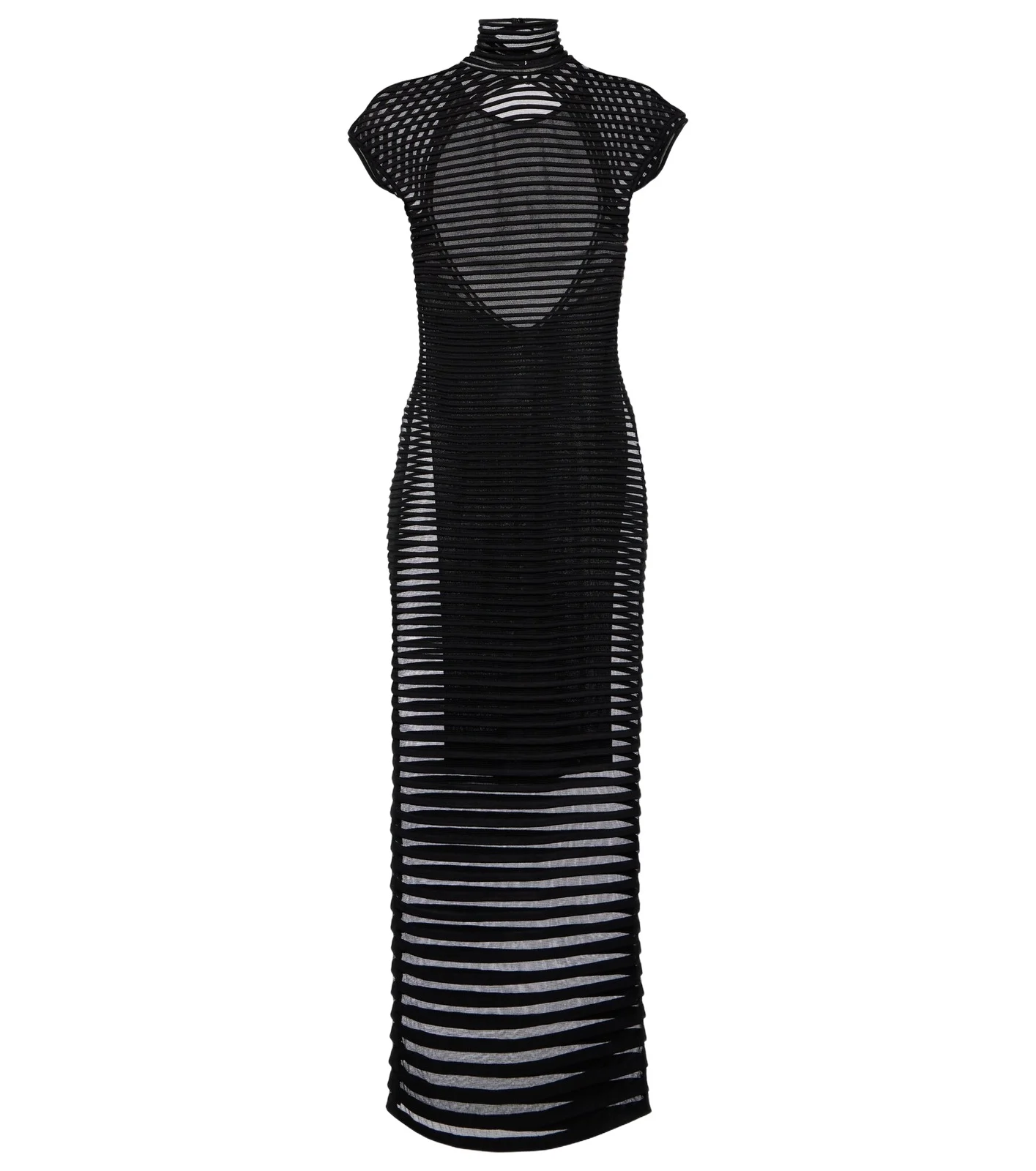 Striped crêpe-paneled gown Striped crêpe-paneled gown